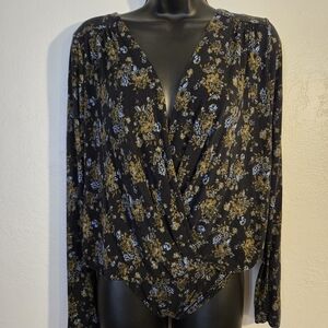 Free People Long Sleeve Floral Bodysuit